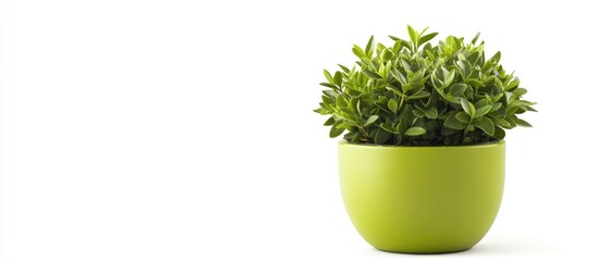 Canvas Print - Green plant in a vibrant pot isolated on a white background ideal for adding text or as a decorative element in design projects.