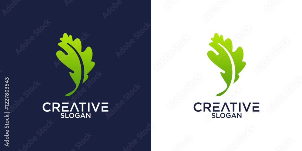 Vector leaf logo, green clean eco icon tree growth. Abstract leaf ...