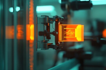 Poster - High-tech equipment displaying vibrant waveform analysis in lab