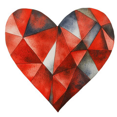 Poster - Geometric Heart Design with Red and Black Watercolor Texture