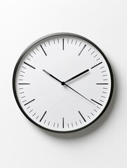 Leinwandbilder - Modern minimalist wall clock with black hands on a white background showing twelve oclock. Generative AI