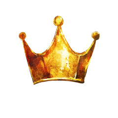 Poster - Golden Crown with Watercolor Texture on Transparent Background