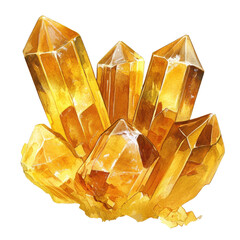 Poster - Vibrant Yellow Crystals Glimmering on a White Background