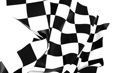 Wall Mural - The checkered flag waves in the wind signaling the end of a race Victory is in sight