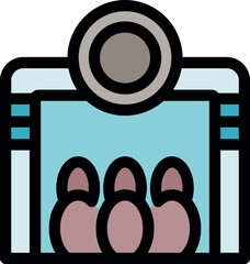 Poster - Elevator transporting people inside building with light and signal on top