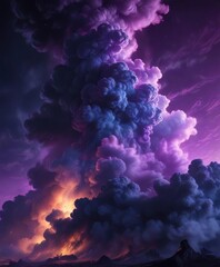 Wall Mural - smoky cloud of deep blues and purples envelops the blackness, nocturnal veil , dark mist