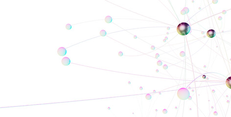 Poster - Gene lines and nodes, biological gene structure, 3d rendering.