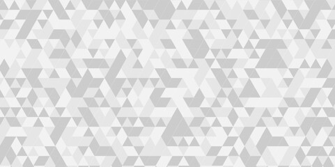 Fototapete - Abstract seamless gradient white and gray triangle random cube web isometric design. diamond creative wall low polygon technology light art white fabric mosaic vector background	