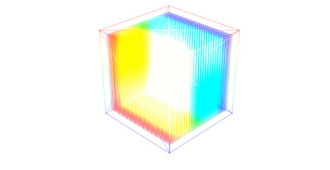 Poster - glowing cube in a dark space