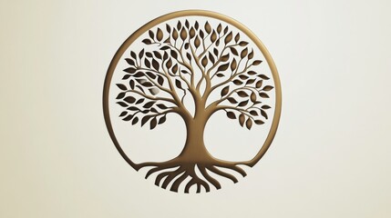Fototapete - Tree of life design showcasing intricate branches and visible roots. Generative AI