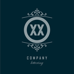 XX blue decorative monogram alphabet letter logo combination icon design