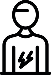 Poster - Line drawing of an electrician getting electrocuted, suffering an electric shock accident