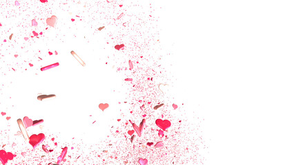 Wall Mural - Falling red and pink hearts isolated on transparent background. Valentine’s day design.  in transparent PNG