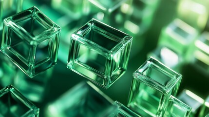 Poster - Abstract vector background with green transparent rectangles