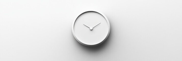 Leinwandbilder - Modern minimalist clock design on a plain white wall showcases elegant simplicity and precise timekeeping. Generative AI