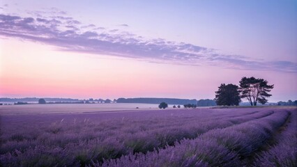 Wall Mural - pastel shades of lavender and lilac blend in the fading light, gentle gradient, warm color palette