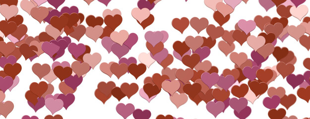 Poster - Love valentine background with red petals of hearts on transparent background