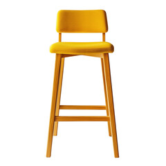 Poster - The image shows a modern yellow bar stool with a wooden frame and upholstered seat.