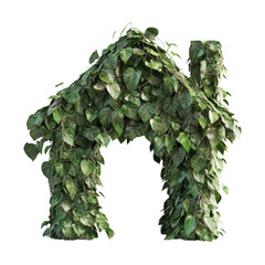Poster - A digital image showing a house shape completely covered in lush green foliage.