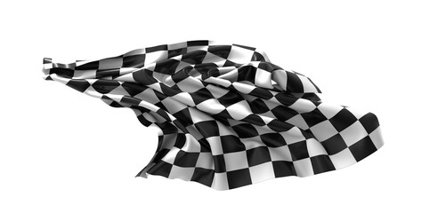 Poster - The checkered flag waves in the wind signifying the finish line
