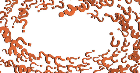 Poster - Infinite question marks on a plane, original three dimensional illustration.