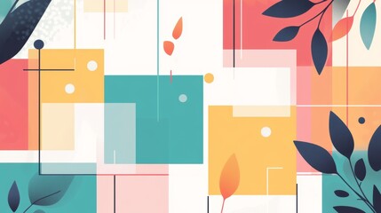 Poster - Abstract template horizontal banner with color square pattern