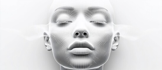 Wall Mural - wireframe face: digital art of serene woman