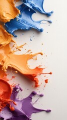 Poster - Vibrant splashes of paint burst in a dynamic display, showcasing an explosion of colors on a clean white canvas