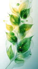 Wall Mural - Glowing green leaves, nature's art, spring background