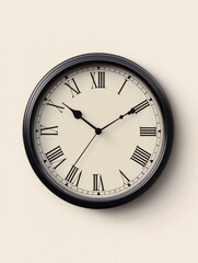 Leinwandbilder - Clock with Roman numerals on simple background showing time in classic style. Generative AI