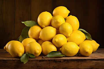 Wall Mural - Lemons stacked on table