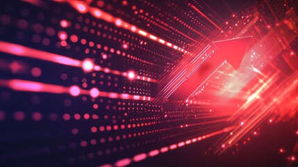 Poster - abstract red neon arrow light glow background. futuristic cyber laser line motion banner for casino.