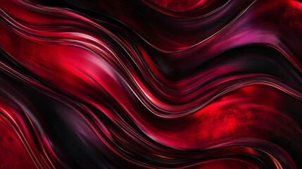 Poster - vibrant red abstract waves create an artistic flow in a dynamic composition
