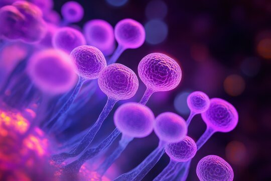 Microscopic view of bacteria cells with glowing background science and microbiology visuals . biological cell