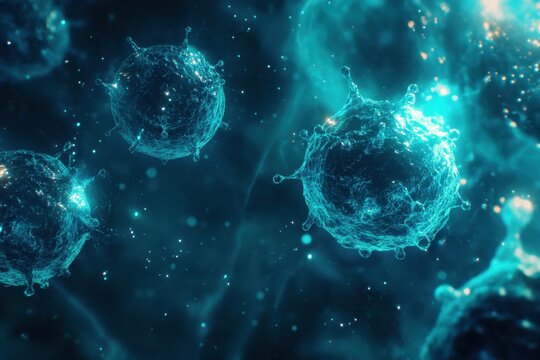 Microscopic view of bacteria cells with glowing background science and microbiology visuals . biological cell