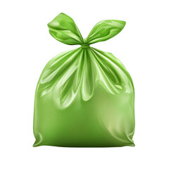 Aufkleber - A digitally rendered image showcasing a light green plastic bag tied with a bow,  likely for packaging or waste disposal.