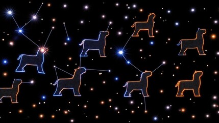 Wall Mural - Constellation of Dogs, Night Lights.