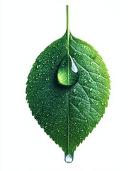 Wall Mural - Green leaf with water droplet, nature background, eco concept