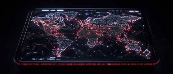 Poster - Global urban city visualization north america digital map technology night view trade routes and data insights