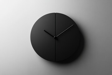 Leinwandbilder - Modern minimalistic black wall clock displaying time in a sleek design against a light gray background. Generative AI