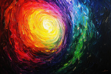 Poster - Swirling rainbow colors create a vibrant abstract expression of dynamic energy and artistic texture