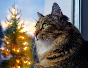 Wall Mural - cat on the window