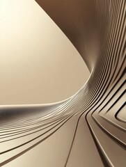 Poster - Curved lines in a modern architectural design featuring soft golden tones and dynamic shapes. Generative AI