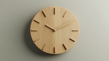 Aufkleber - Modern wooden clock displaying time in a minimalist living space with soft lighting. Generative AI