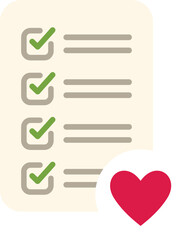 Poster - checklist representing self love concept with checked boxes and a red heart