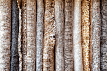 Poster - Elegant arrangement of abstract linen and burlap textures on a natural background creates a harmonious design suitable for various decor styles