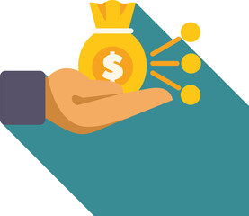 Poster - Businessman is holding a bag of money generating profit and increasing income