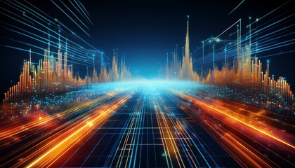 Wall Mural - a imagine global stock market technology abstract background dynamic light trails representing worldwide financial data flow