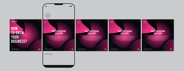 Wall Mural - linkedin carousel post design, editable social media instagram carousel post, most engaging business