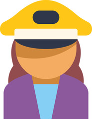Poster - colorful simple icon of a female pilot wearing her uniform and hat, simple and colorful design